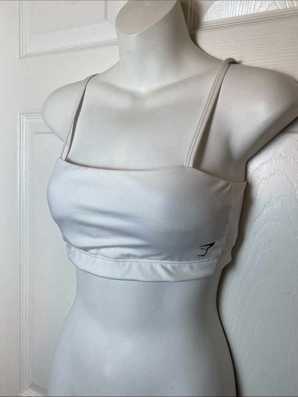 Gymshark White Slim-Strap Sports Bralette